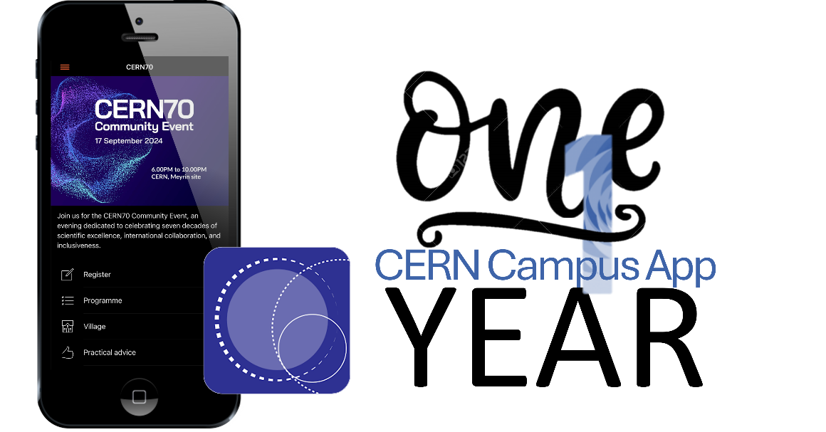 Screenshot of the campus app main screen and the app logo 