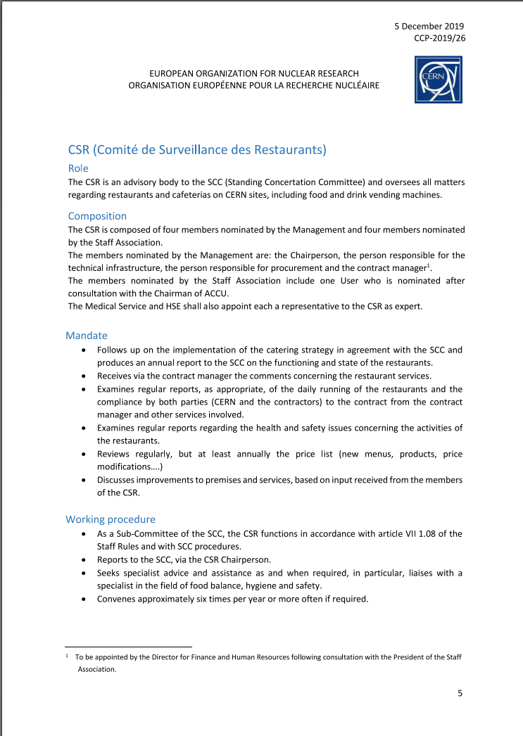 Image of an extract of the CSR mandate