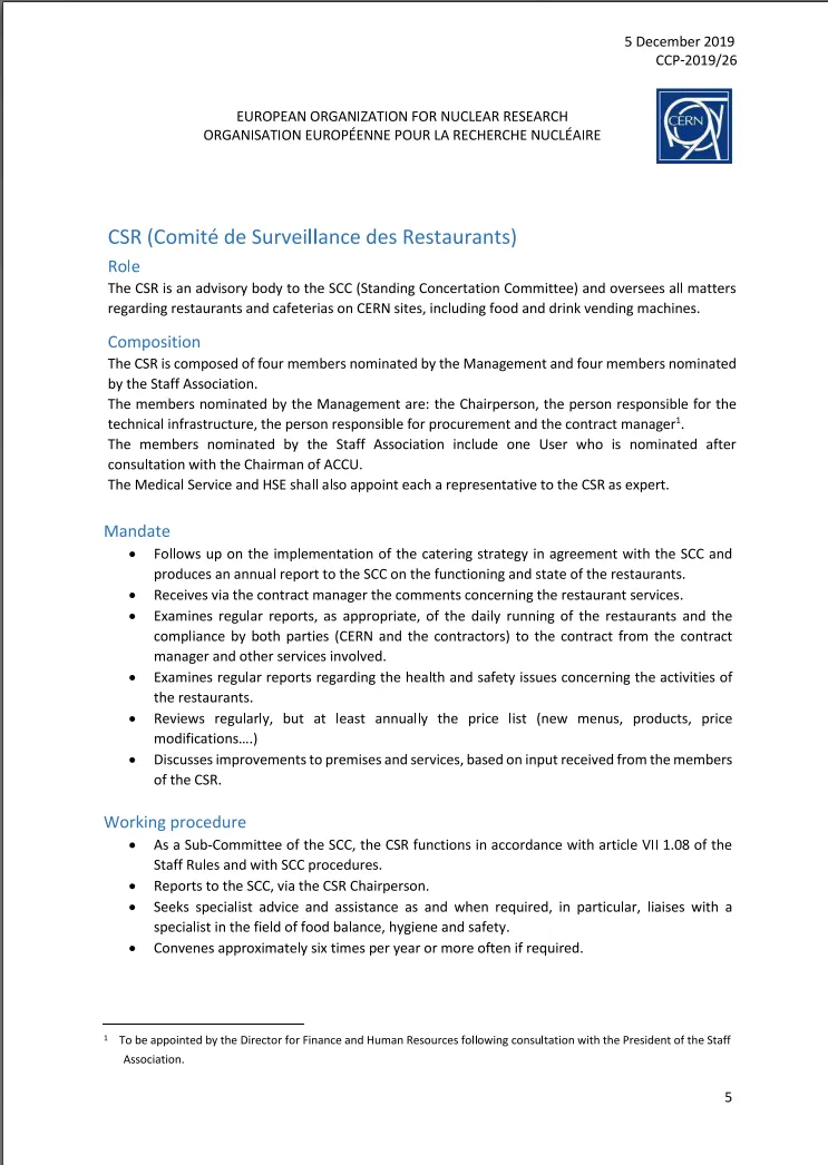 Image of an extract of the CSR mandate